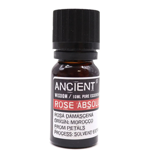 Rose Absolute Essential Oil 10ml Amber Glass Bottle with Built-In Drop Reducer – Skincare and Emotional Balance