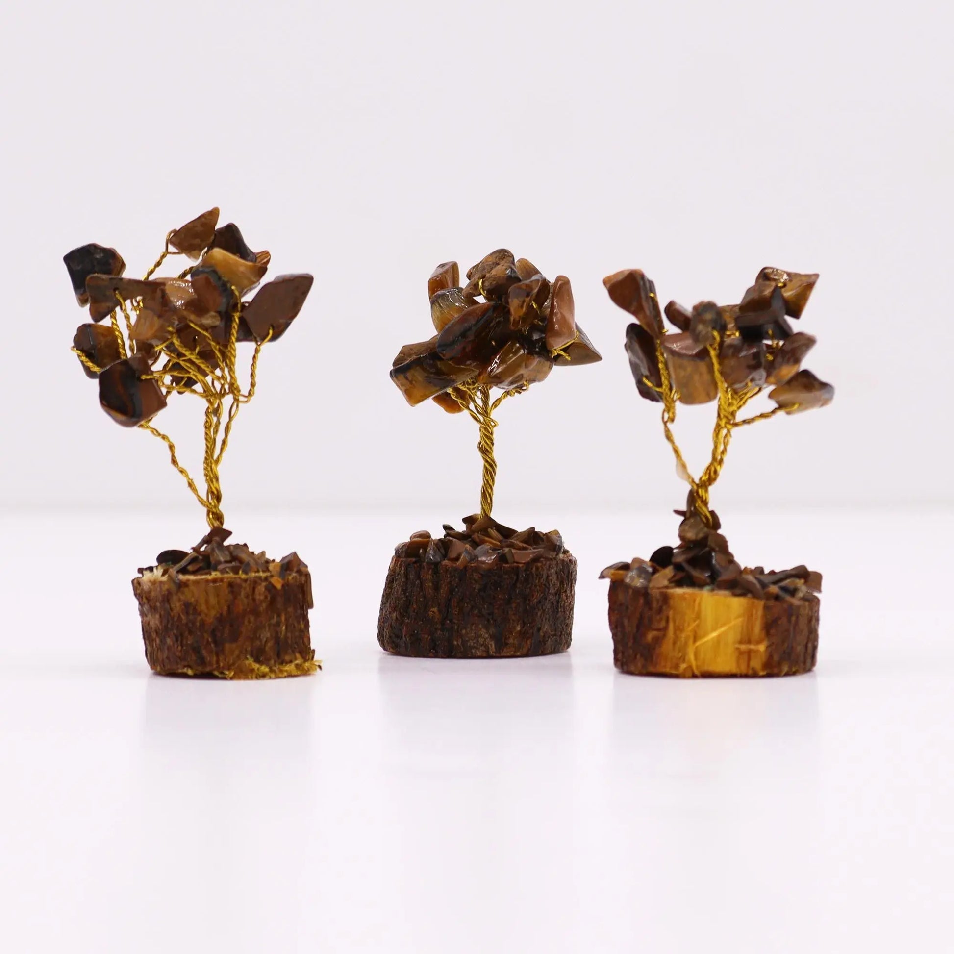 Mini Gemstone Tree On Wood Base - Tigereye (15 stones) Ninja Aromatherapy