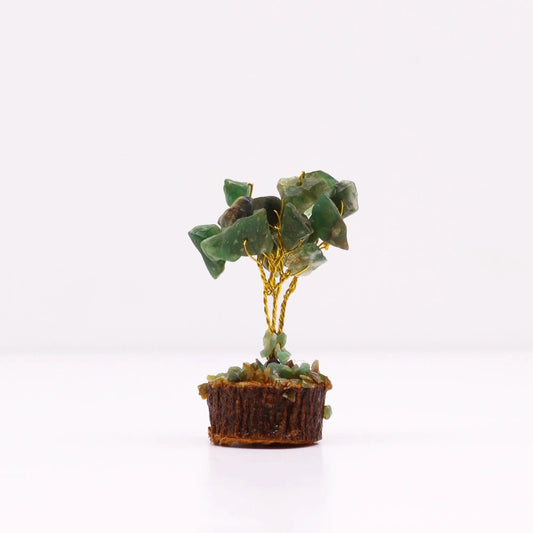 Mini Gemstone Tree On Wood Base - Green Aventurine (15 stones) Ninja Aromatherapy