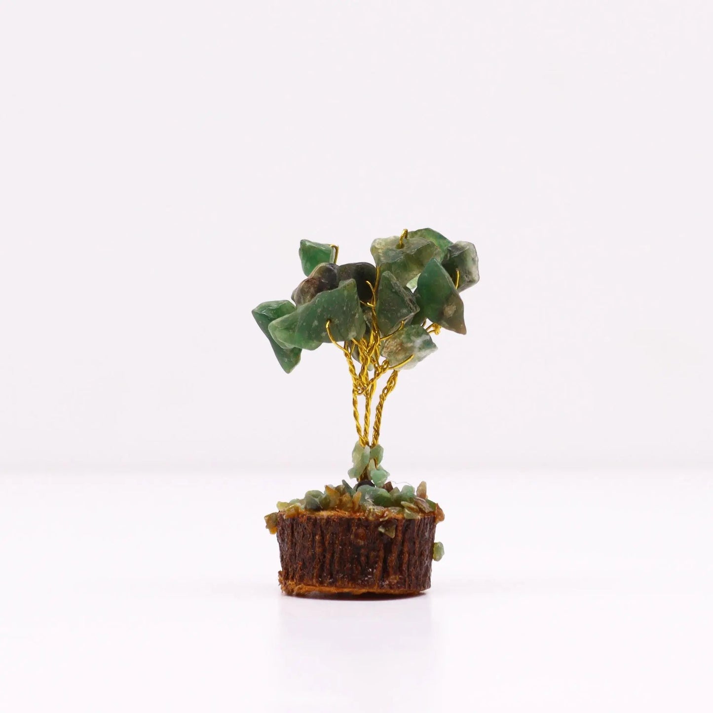 Mini Gemstone Tree On Wood Base - Green Aventurine (15 stones) Ninja Aromatherapy