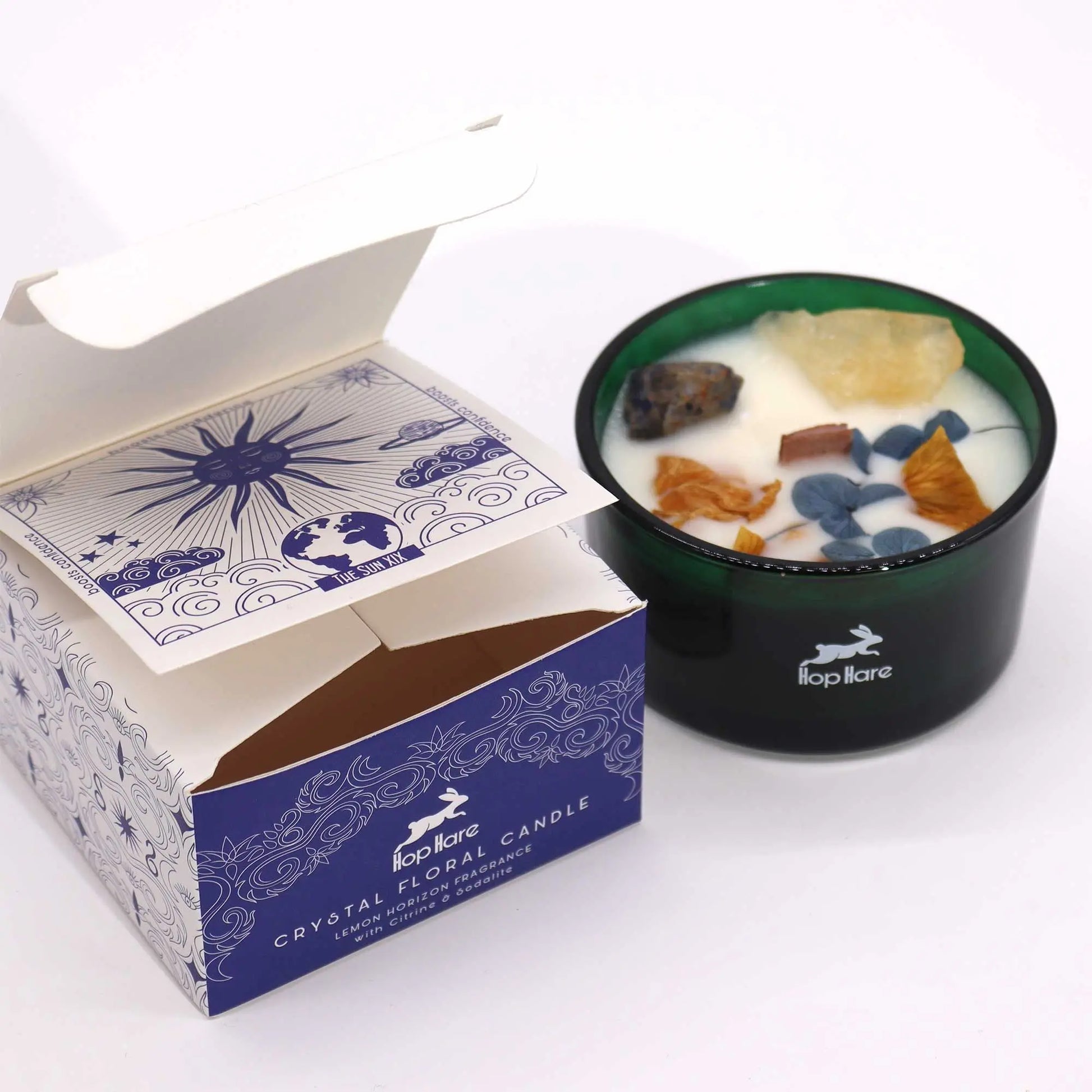 Hop Hare Crystal Magic Flower Candle - The Sun Ninja Aromatherapy