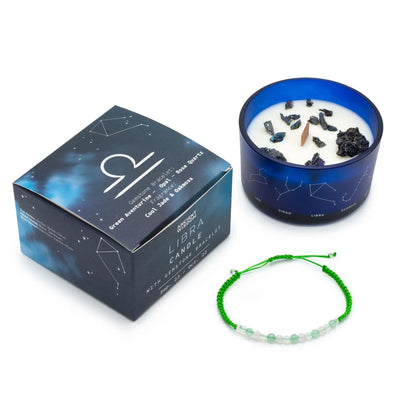 Zodiac Crystal Candle with Gemstone Bracelet - Libra Ninja Aromatherapy