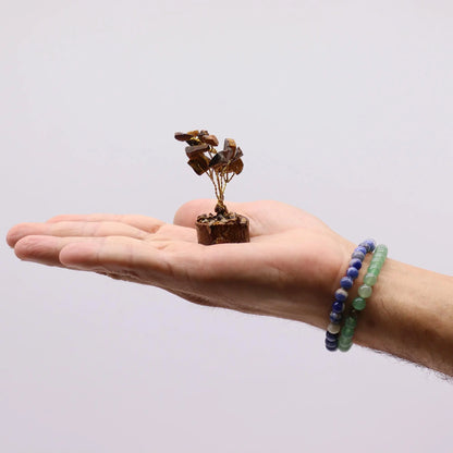 Mini Gemstone Tree On Wood Base - Tigereye (15 stones) Ninja Aromatherapy