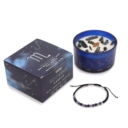 Zodiac Crystal Candle with Gemstone Bracelet - Scorpio Ninja Aromatherapy