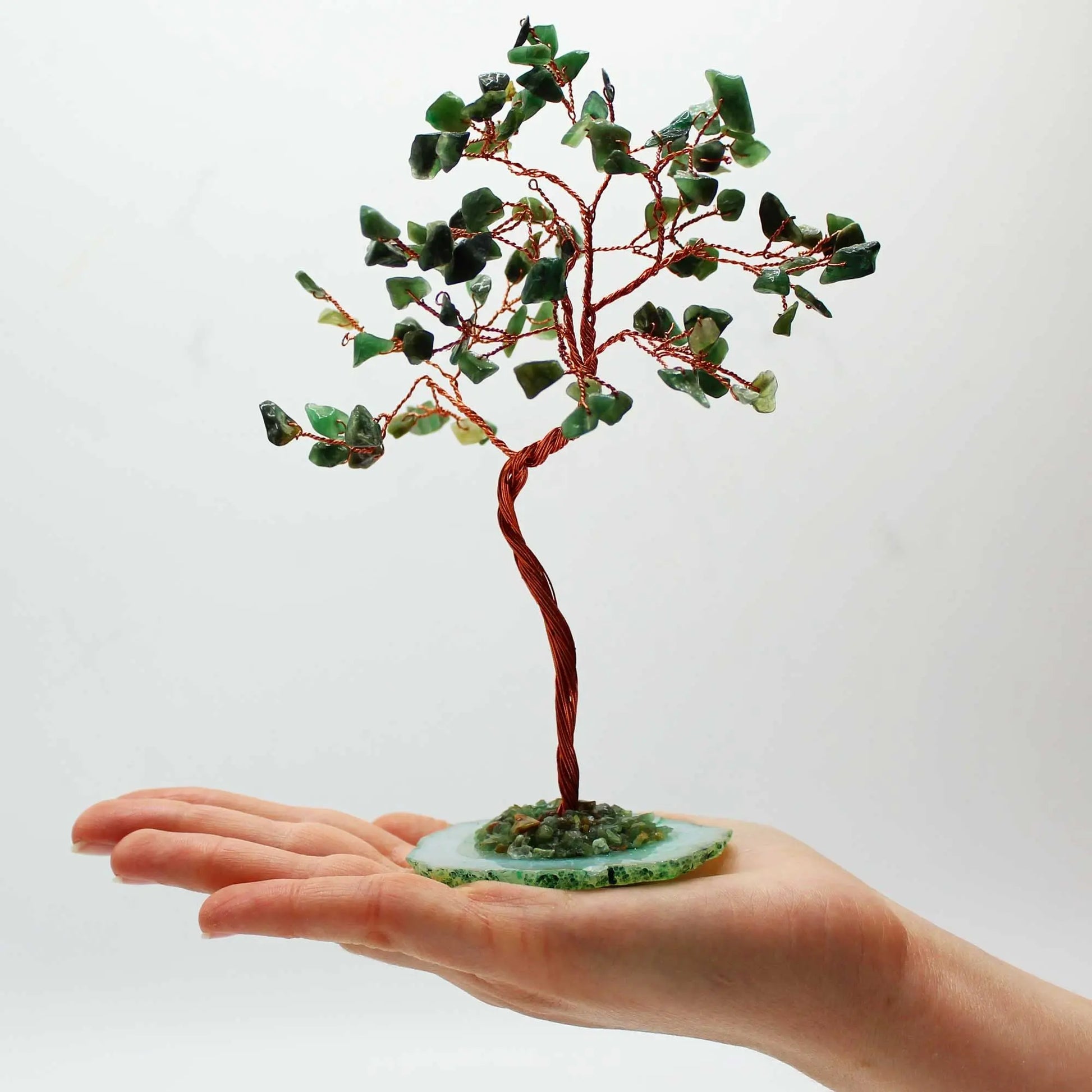 Lrg Gemstone Tree - Green Aventurine on Green Agate Base (100 stones) Ninja Aromatherapy