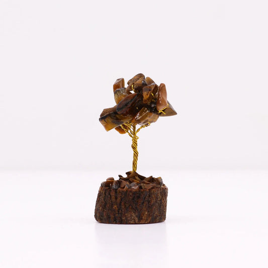 Mini Gemstone Tree On Wood Base - Tigereye (15 stones) Ninja Aromatherapy