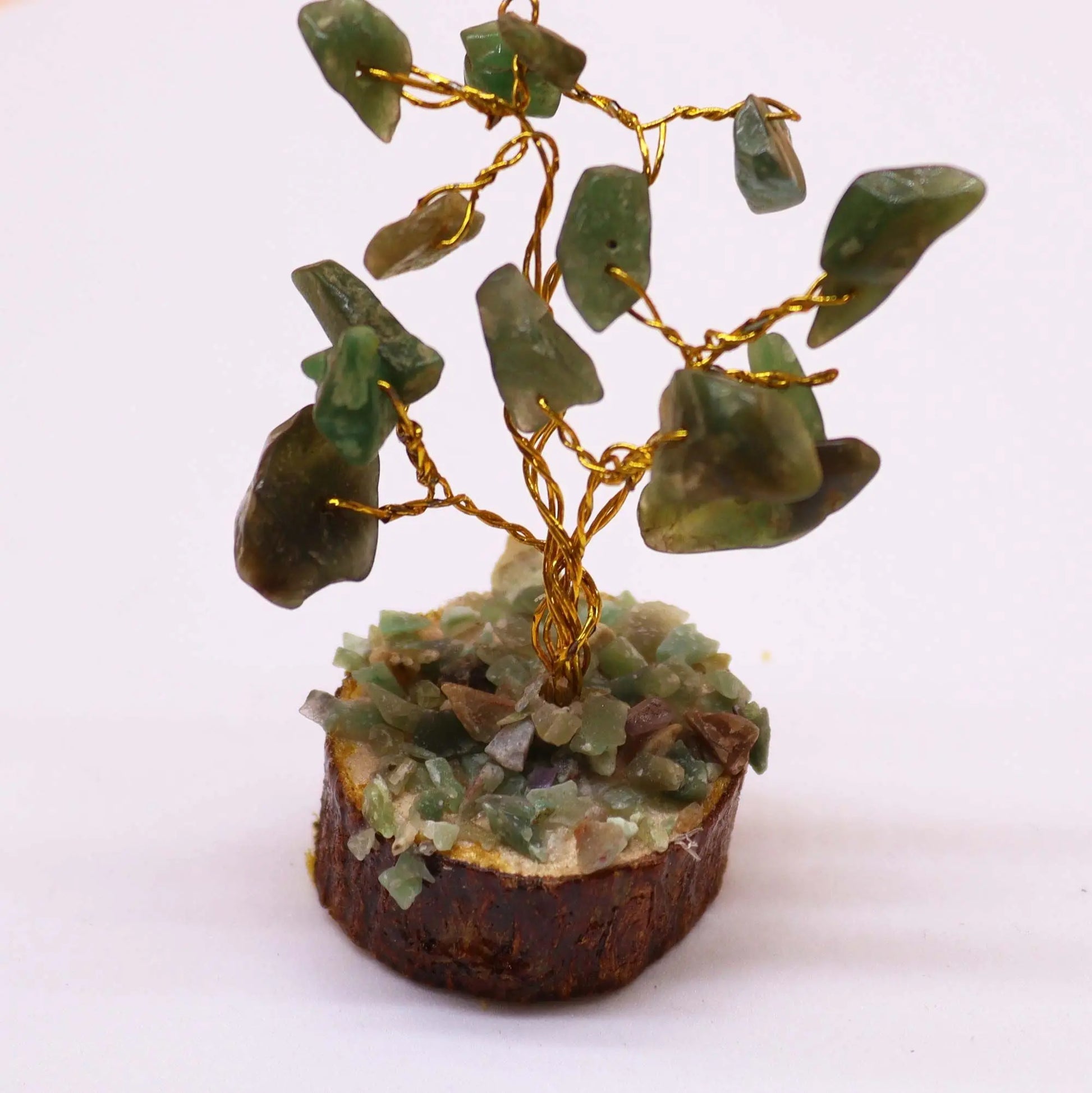 Mini Gemstone Tree On Wood Base - Green Aventurine (15 stones) Ninja Aromatherapy