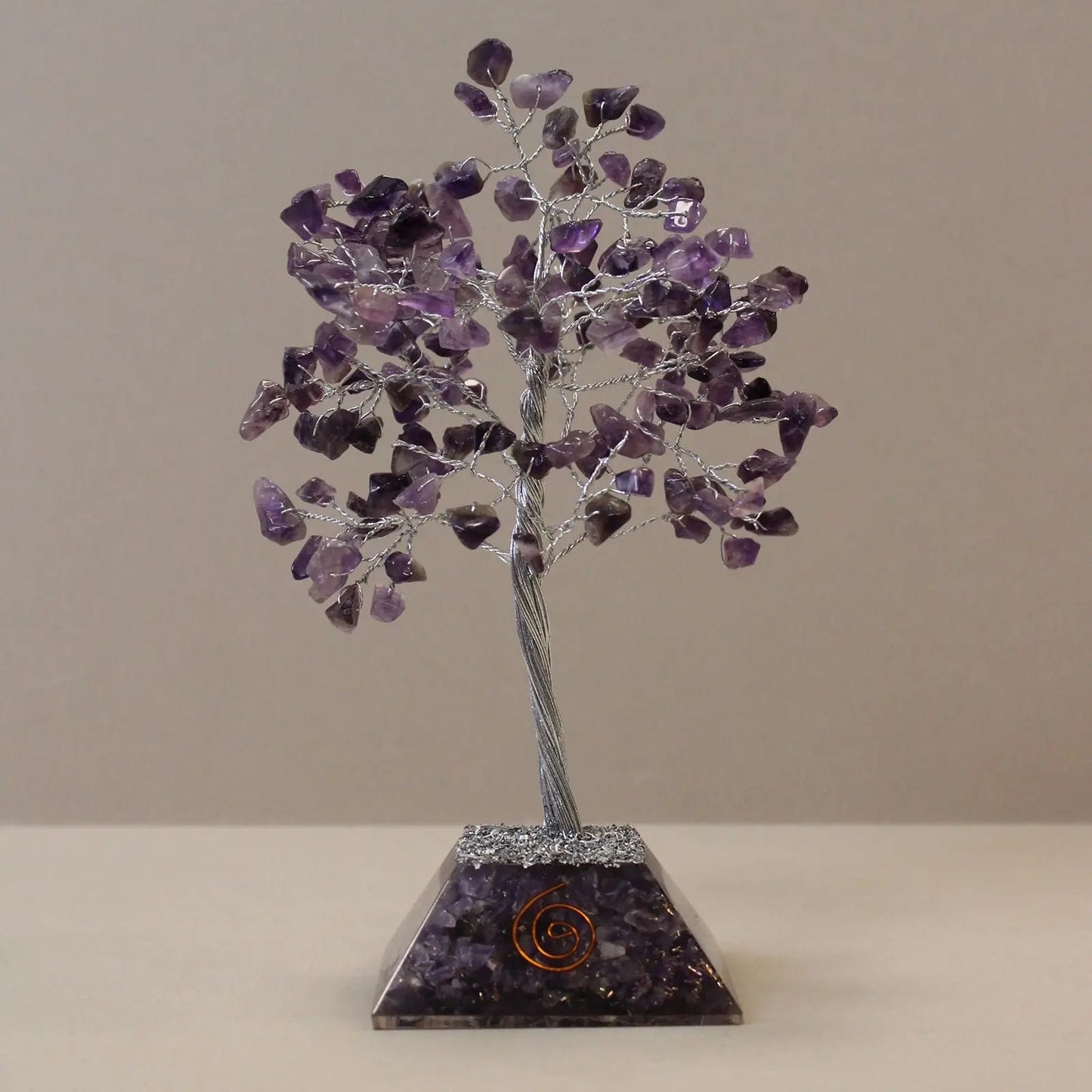 Gemstone Tree with Organite Base - 160 Stone - Amethyst gemstone tree handmade in India for home decor and healing.