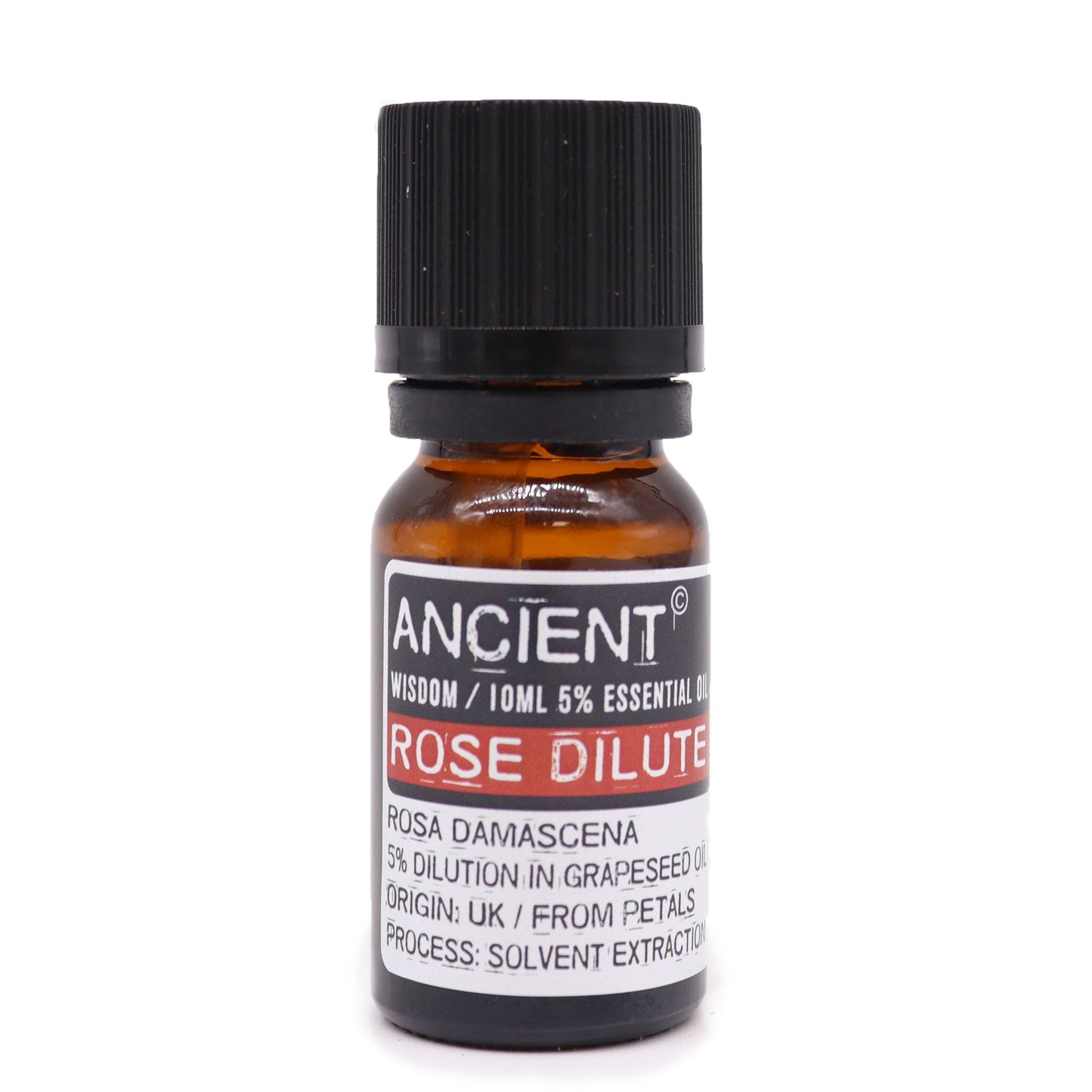 Rose Dilute Essential Oil 10ml Amber Glass Bottle with Built-In Drop Reducer – 5% Rose Absolute in Grapeseed for Skincare and Mood Uplift
