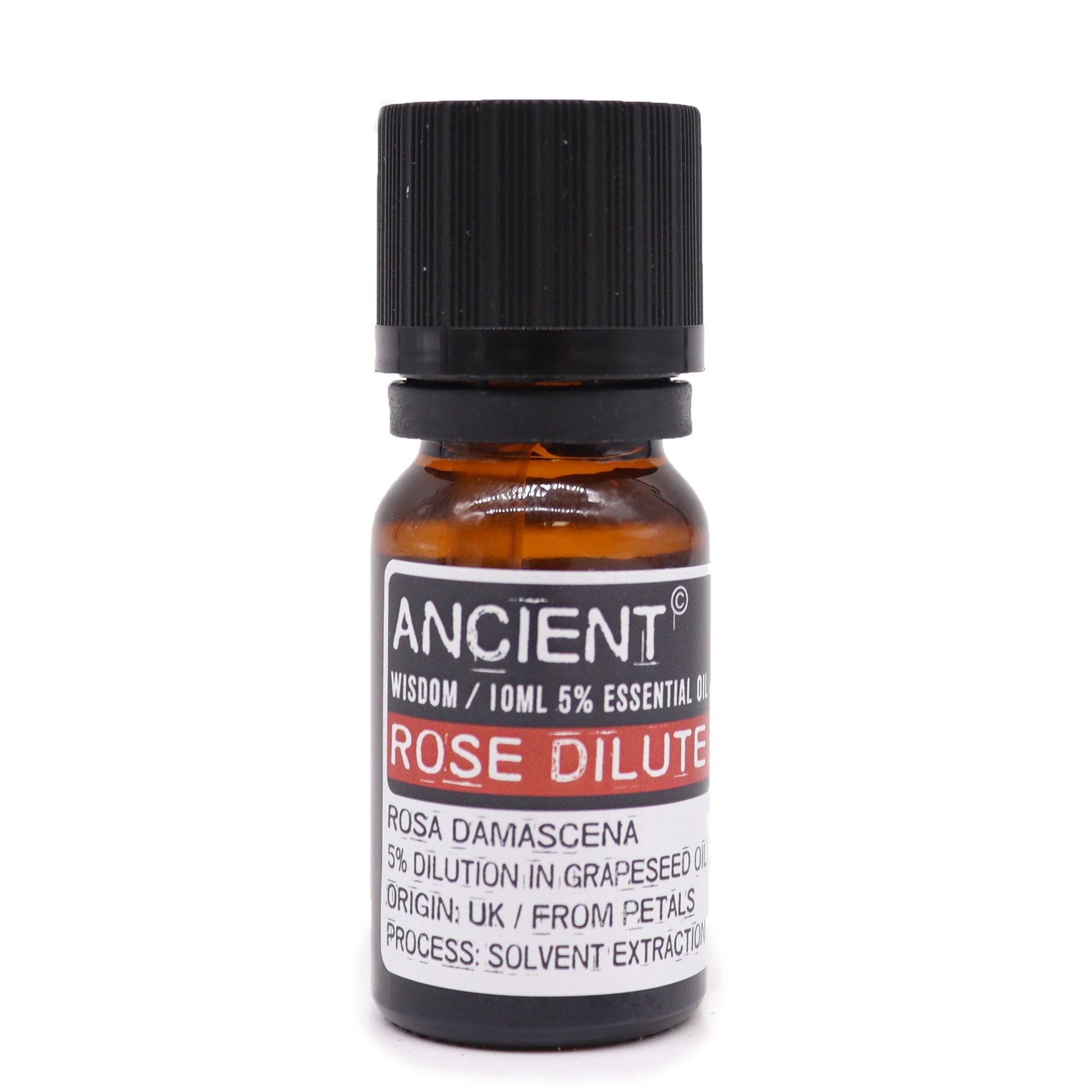 Rose Dilute Essential Oil 10ml Amber Glass Bottle with Built-In Drop Reducer – 5% Rose Absolute in Grapeseed for Skincare and Mood Uplift