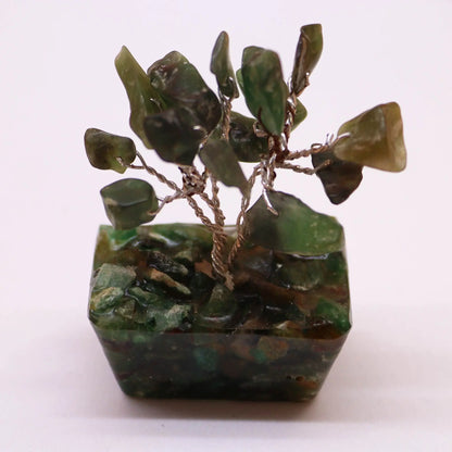 Mini Gemstone Tree On Orgonite Base - Green Aventurine (15 stones) Ninja Aromatherapy