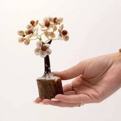 Med Gomati Chakra Circle Stone Tree with Rudraksha - (45 stones) Ninja Aromatherapy