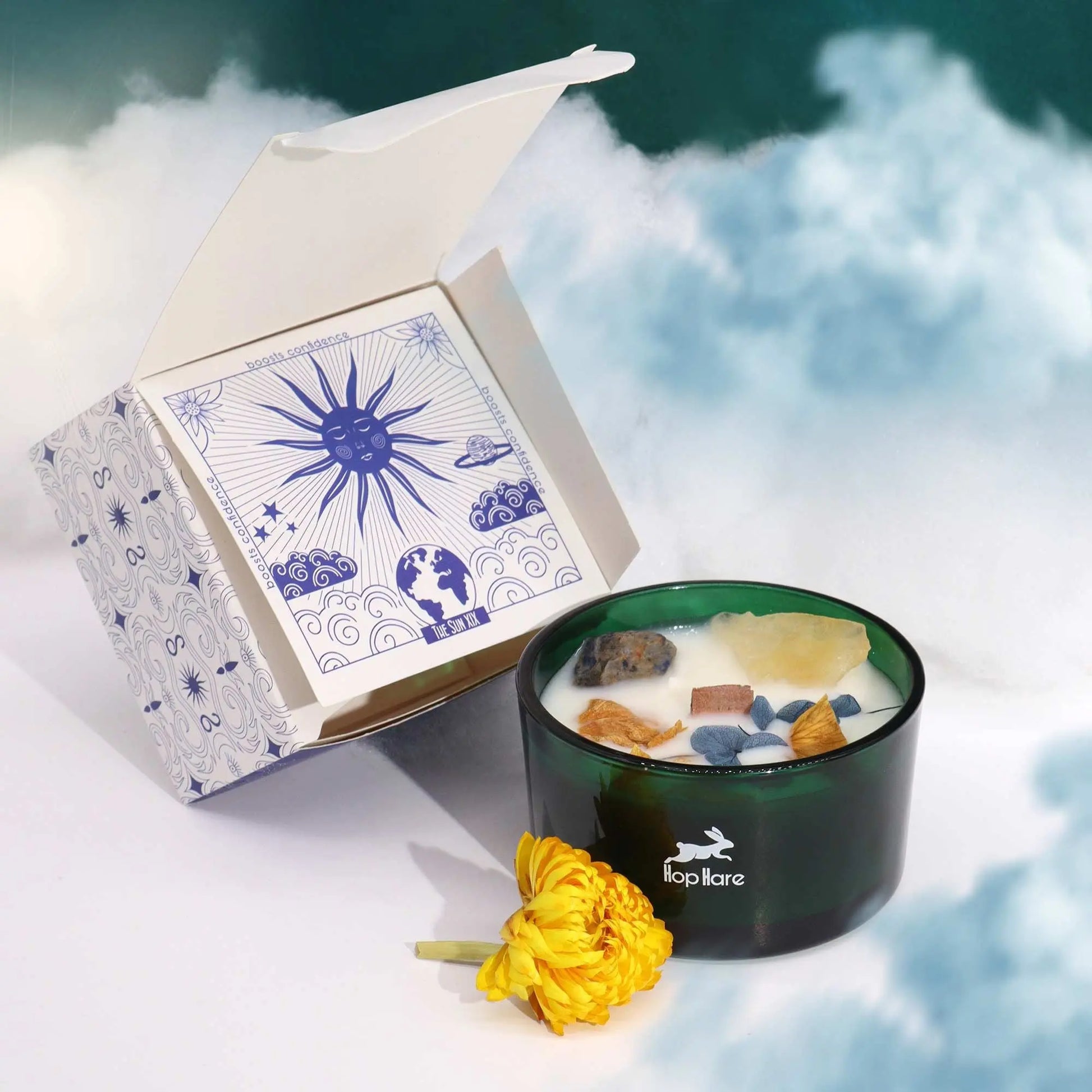 Hop Hare Crystal Magic Flower Candle - The Sun Ninja Aromatherapy