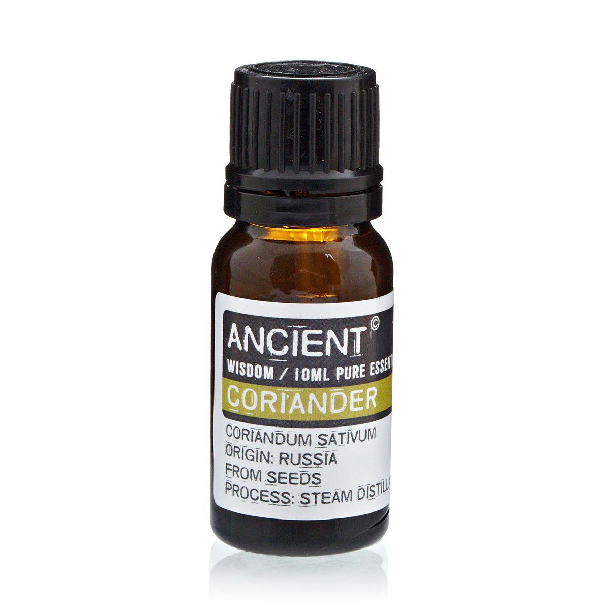 Coriander Seed Essential Oil 10ml Amber Glass Bottle with Built-In Drop Reducer – Digestive and Stress Relief