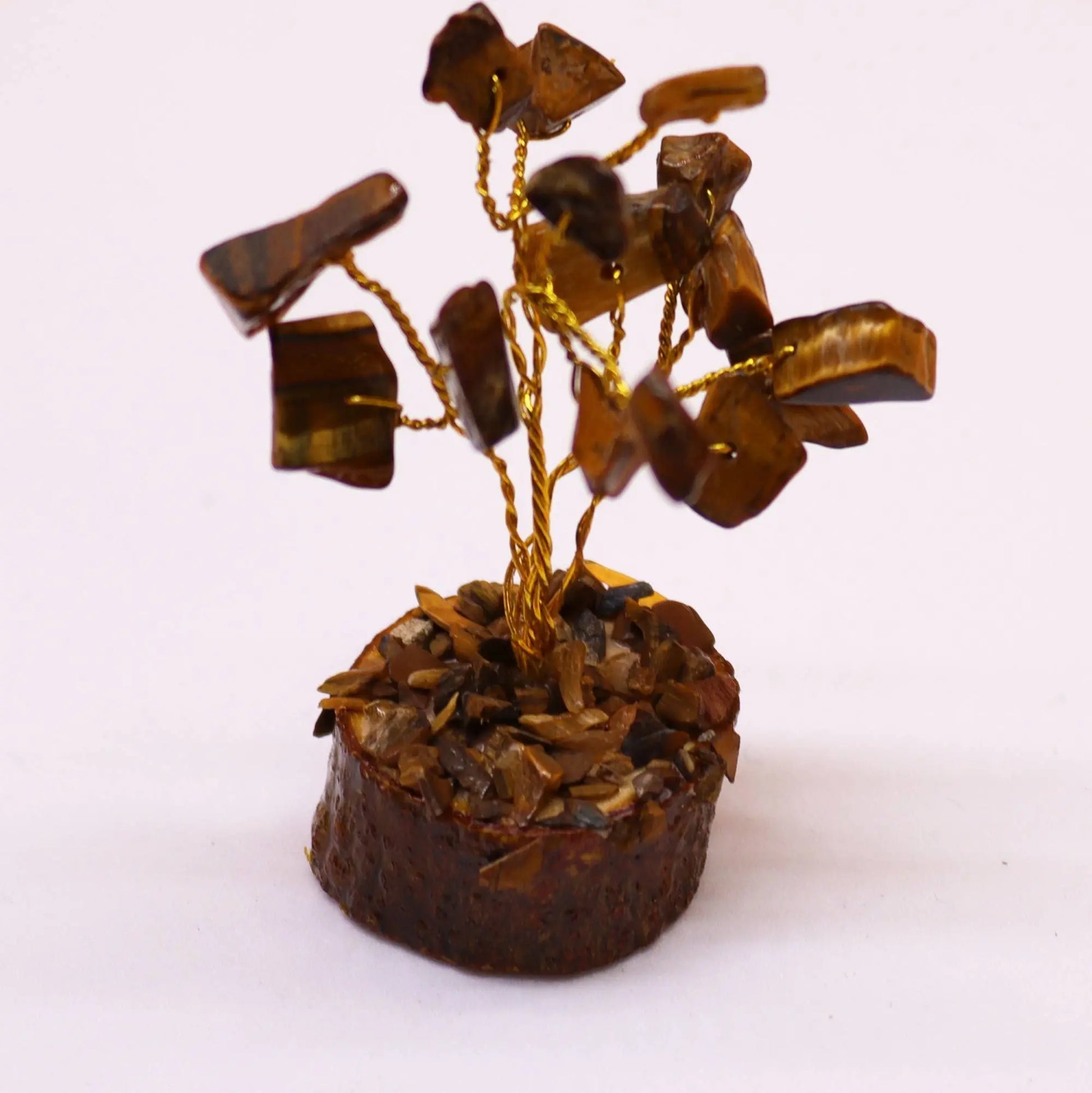Mini Gemstone Tree On Wood Base - Tigereye (15 stones) Ninja Aromatherapy