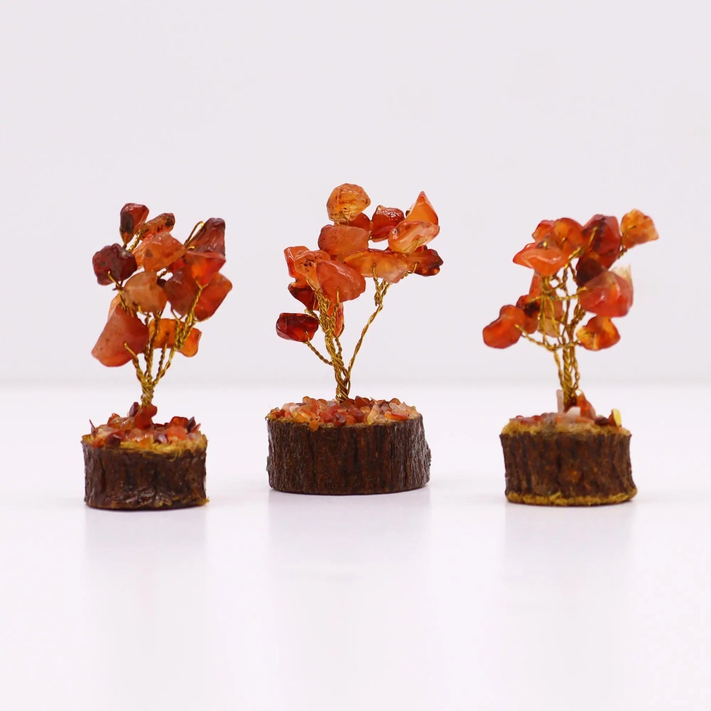 Mini Gemstone Tree On Wood Base - Carnelian (15 stones) Ninja Aromatherapy