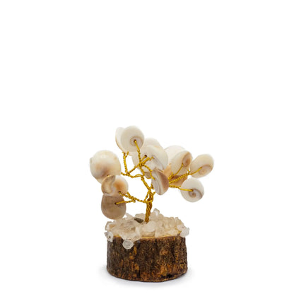 Small Gomati Chakra Circle Stone Tree with Rudraksha - (15 stones) gemstone tree handmade in India for home decor and healing