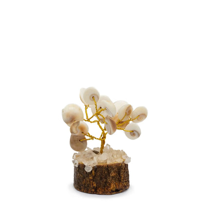Small Gomati Chakra Circle Stone Tree with Rudraksha - (15 stones) gemstone tree handmade in India for home decor and healing