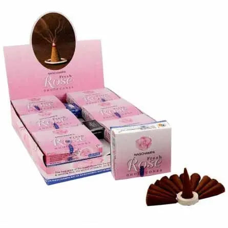Nag Champa Fresh Rose Dhoop Cones incense sticks for meditation and aromatherapy