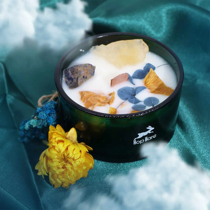 Hop Hare Crystal Magic Flower Candle - The Sun Ninja Aromatherapy