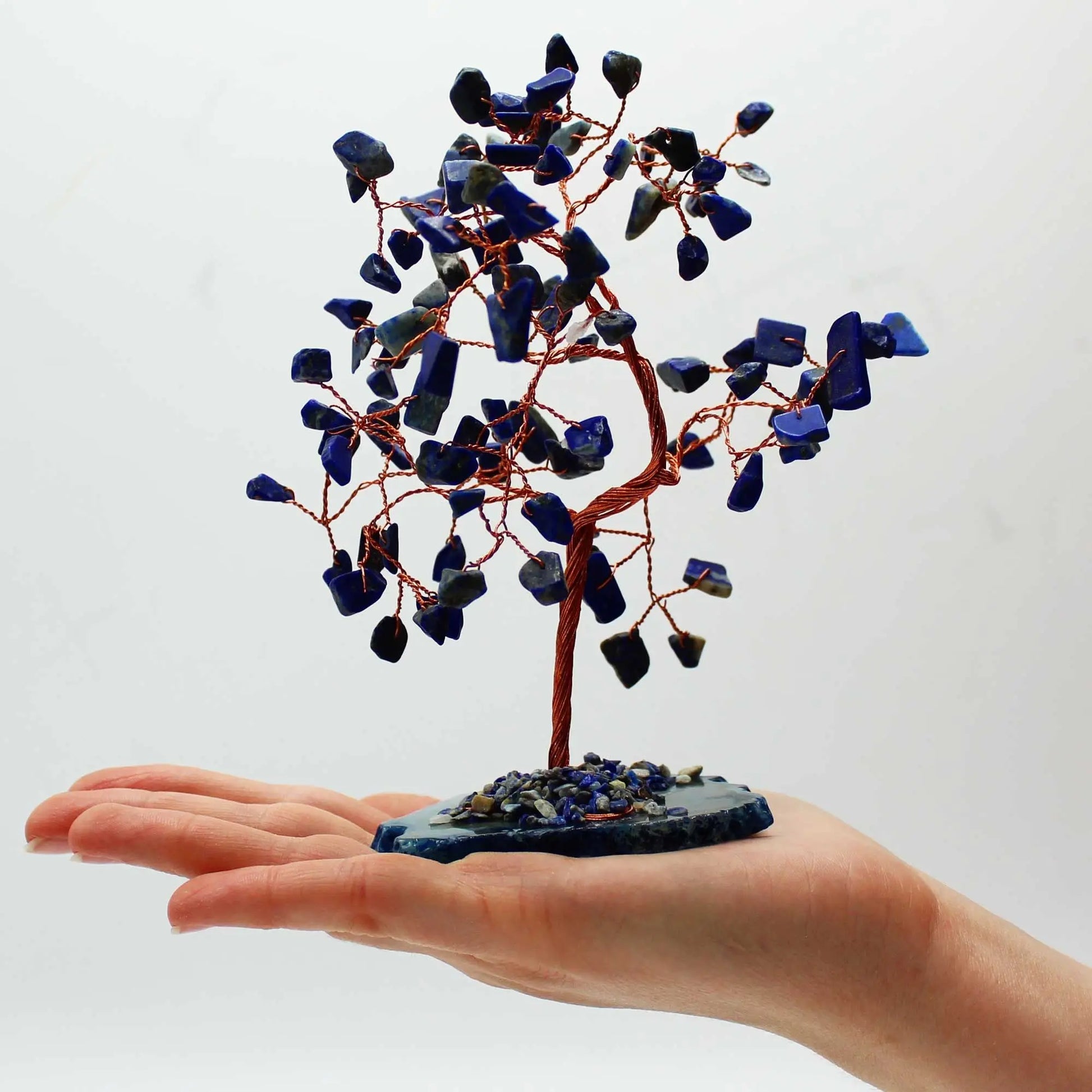Lrg Gemstone Tree - Sodalite on Blue Agate Base (100 stones) Ninja Aromatherapy
