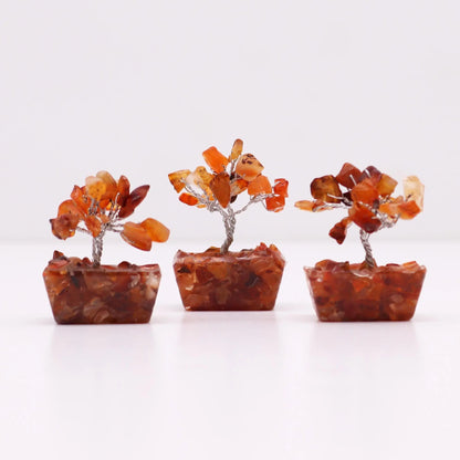 Mini Gemstone Tree On Orgonite Base - Carnelian (15 stones) Ninja Aromatherapy