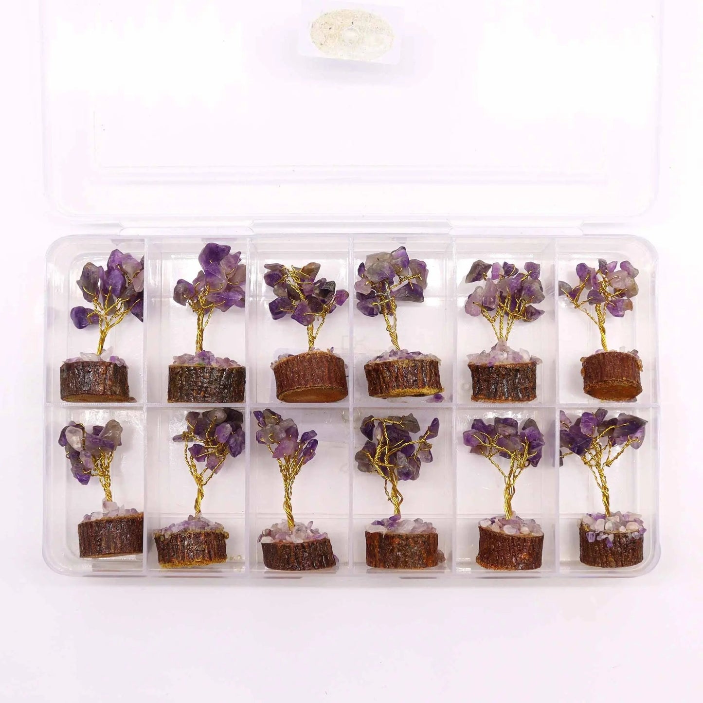 Mini Gemstone Tree On Wood Base - Amethyst (15 stones) Ninja Aromatherapy