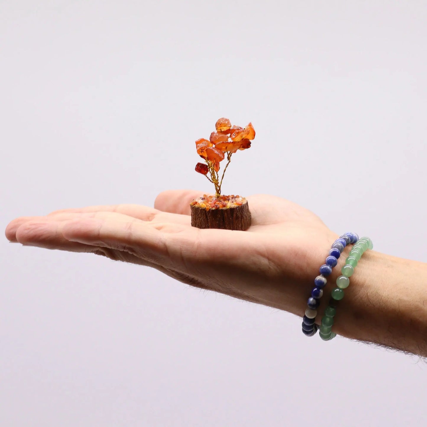 Mini Gemstone Tree On Wood Base - Carnelian (15 stones) Ninja Aromatherapy
