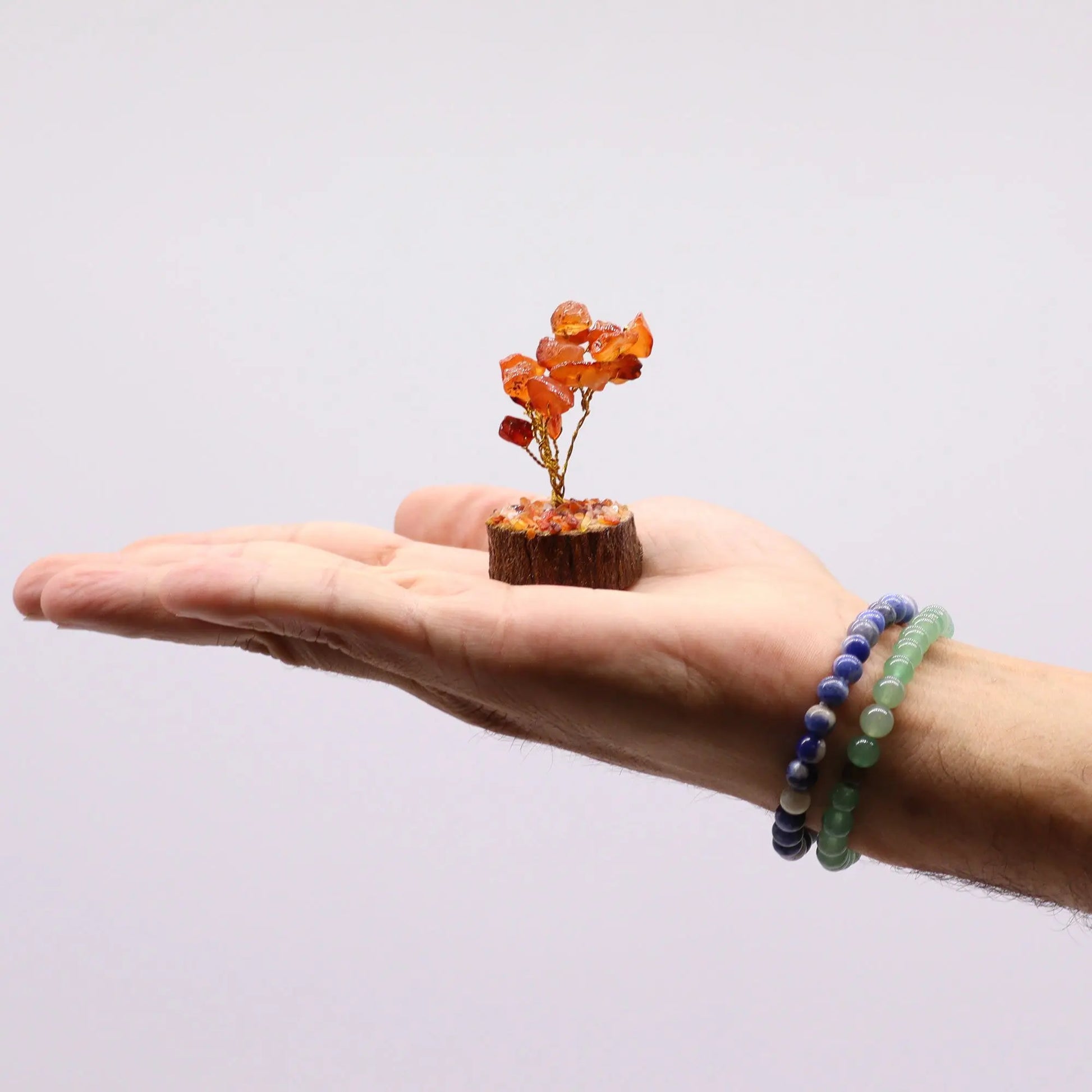 Mini Gemstone Tree On Wood Base - Carnelian (15 stones) Ninja Aromatherapy