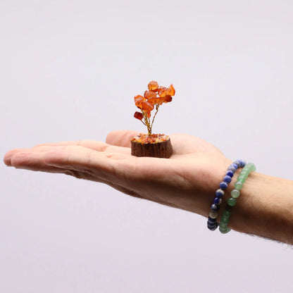 Mini Gemstone Tree On Wood Base - Carnelian (15 stones) Ninja Aromatherapy