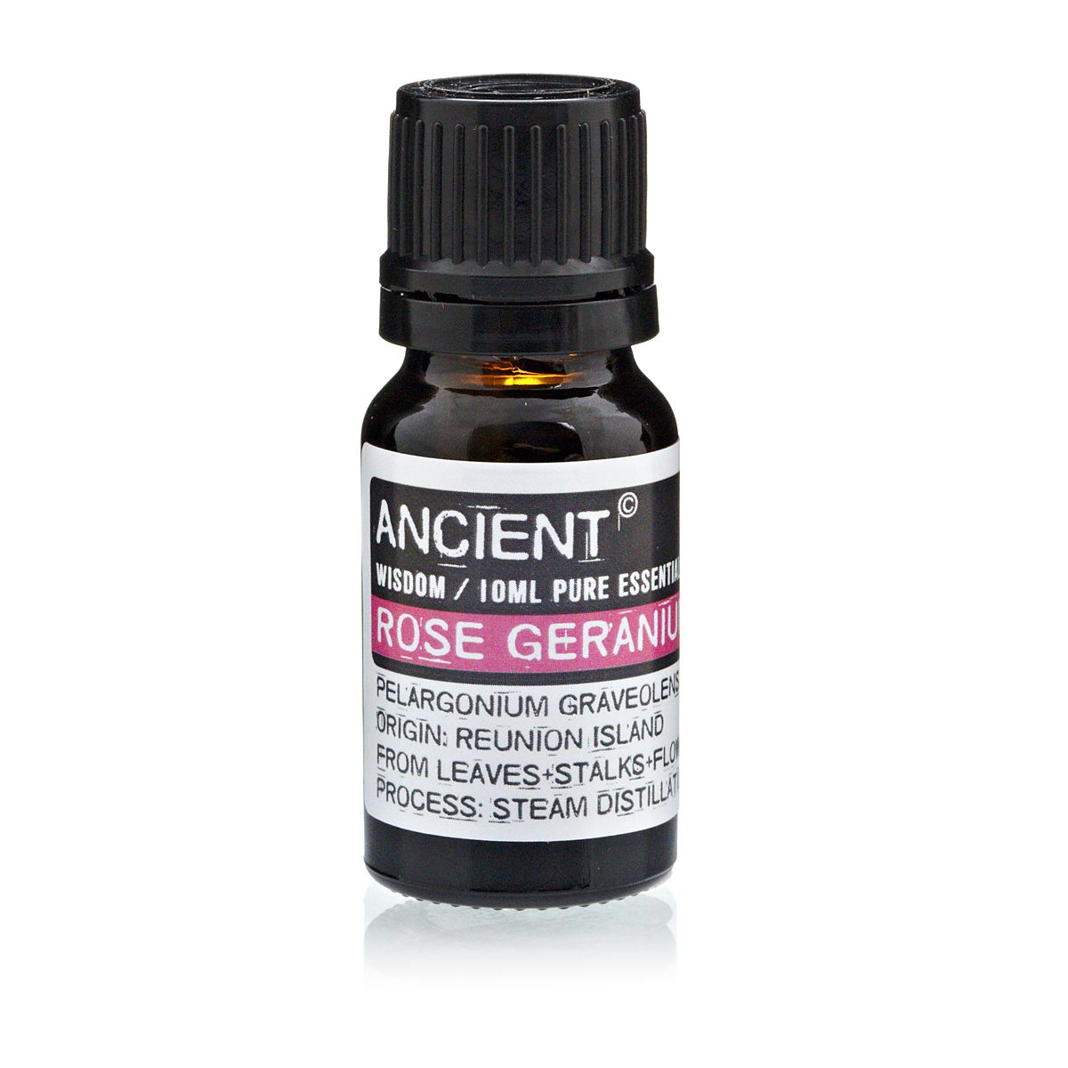 Rose Geranium Essential Oil 10ml Amber Glass Bottle with Built-In Drop Reducer – Skincare, Antioxidant and Aromatherapy