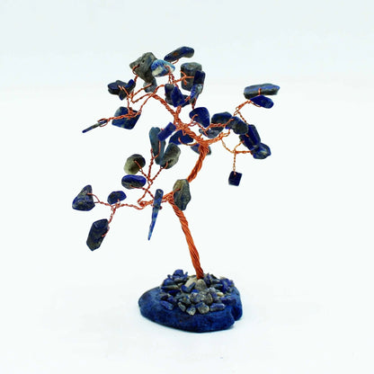 Gemstone Tree - Sodalite on Blue Agate Base (35 stones) Ninja Aromatherapy