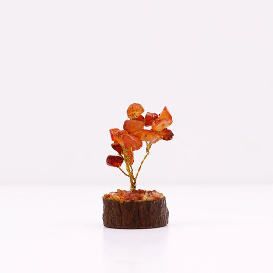 Mini Gemstone Tree On Wood Base - Carnelian (15 stones) Ninja Aromatherapy