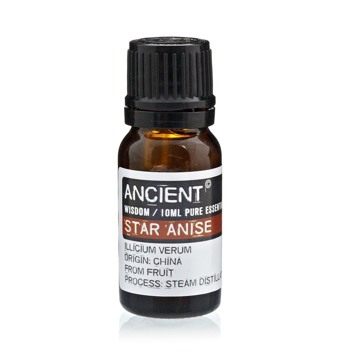 Star Anise (Aniseed China Star) Essential Oil 10ml Amber Glass Bottle with Built-In Drop Reducer – Digestive and Respiratory Support