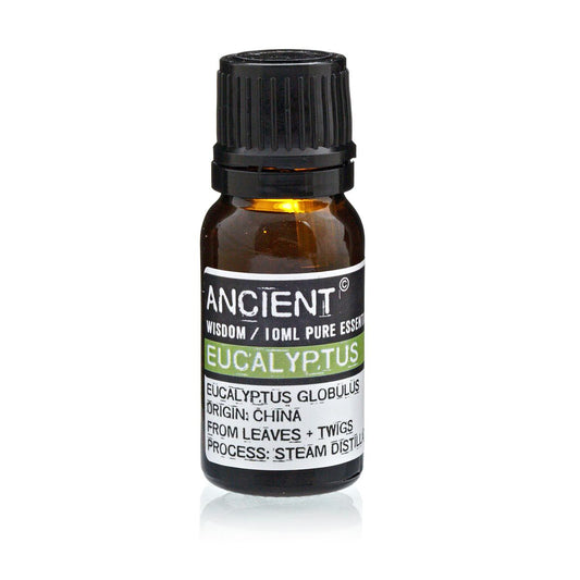 Eucalyptus Essential Oil 10ml Amber Glass Bottle with Built-In Drop Reducer – Refreshing, Antibacterial and Respiratory Support