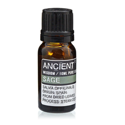 Sage Essential Oil 10ml Amber Glass Bottle with Built-In Drop Reducer – Antimicrobial, Digestive and Skincare Benefits