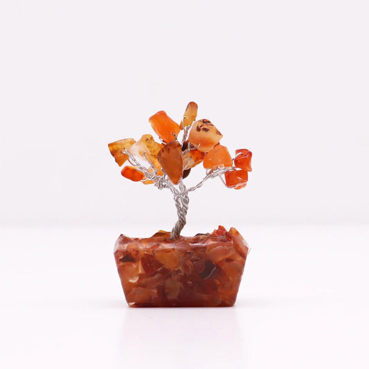 Mini Gemstone Tree On Orgonite Base - Carnelian (15 stones) Ninja Aromatherapy