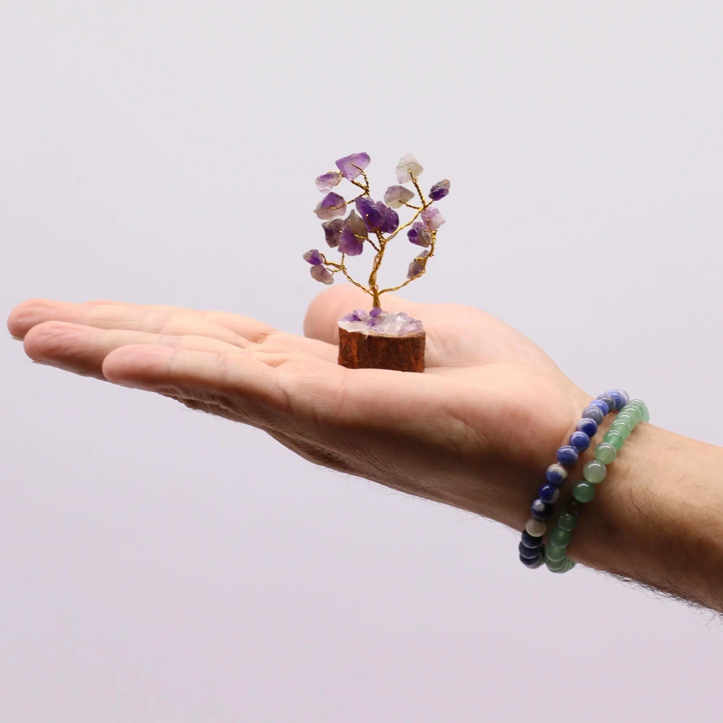 Mini Gemstone Tree On Wood Base - Amethyst (15 stones) Ninja Aromatherapy
