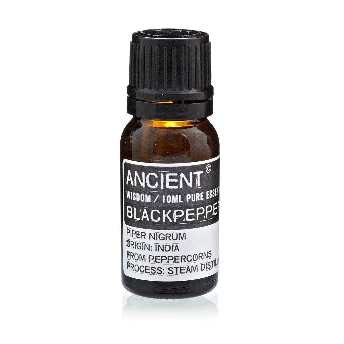Black Pepper Essential Oil 10ml Amber Glass Bottle with Built-In Drop Reducer – Warming, Energizing and Immune Support
