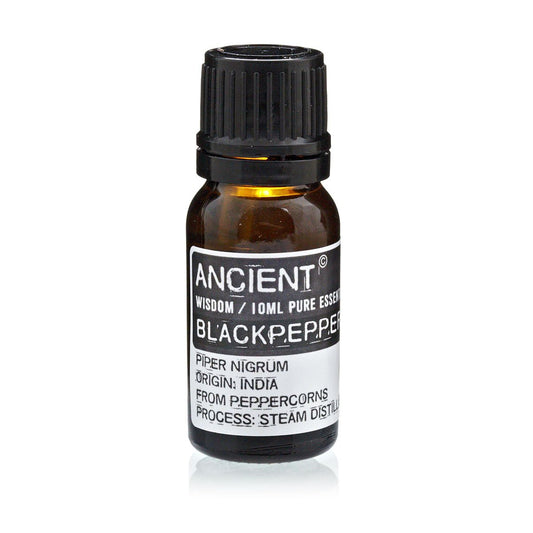 Black Pepper Essential Oil 10ml Amber Glass Bottle with Built-In Drop Reducer – Warming, Energizing and Immune Support