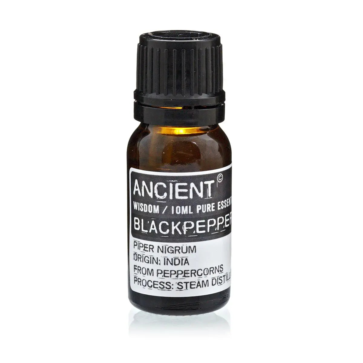 Black Pepper Essential Oil 10ml Amber Glass Bottle with Built-In Drop Reducer – Warming, Energizing and Immune Support