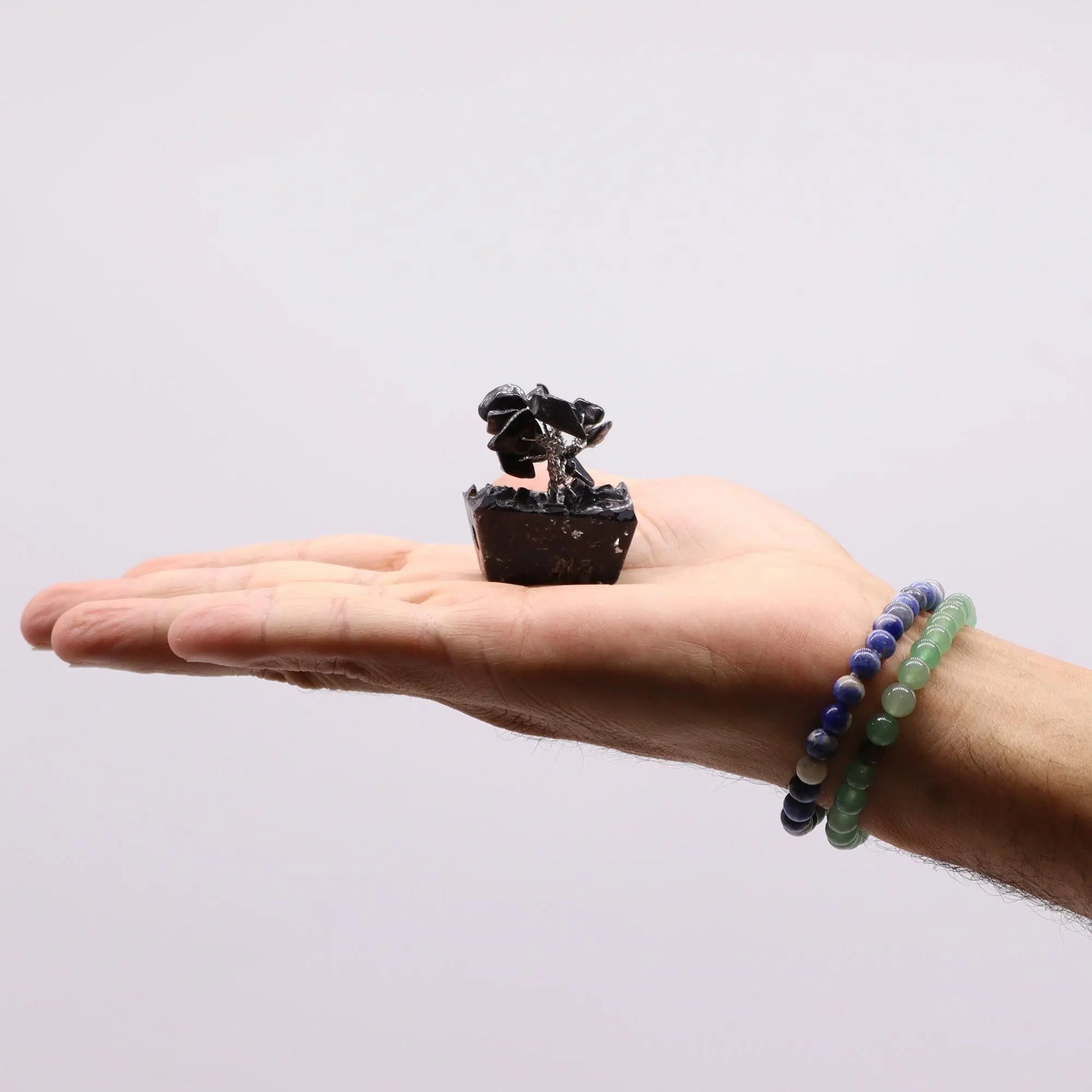 Mini Gemstone Tree On Orgonite Base - Black Agate (15 stones) Ninja Aromatherapy