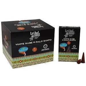 Tribal Soul Backflow Incense Cones - White Sage + Palo Santo by Ninja Aromatherapy incense cones for aromatherapy.