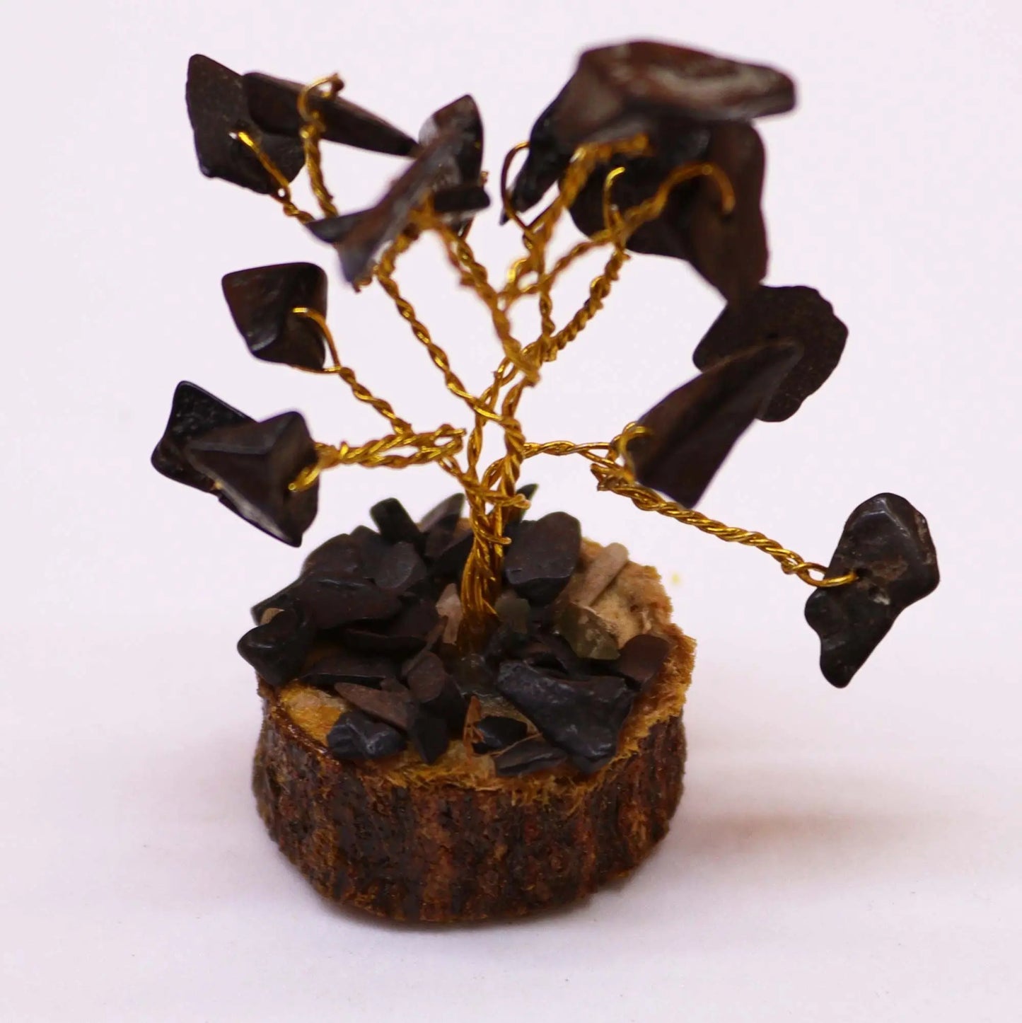 Mini Gemstone Tree On Wood Base - Black Agate (15 stones) Ninja Aromatherapy