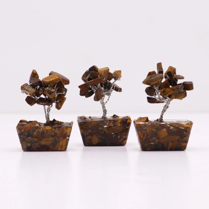 Mini Gemstone Tree On Orgonite Base - Tigereye (15 stones) Ninja Aromatherapy