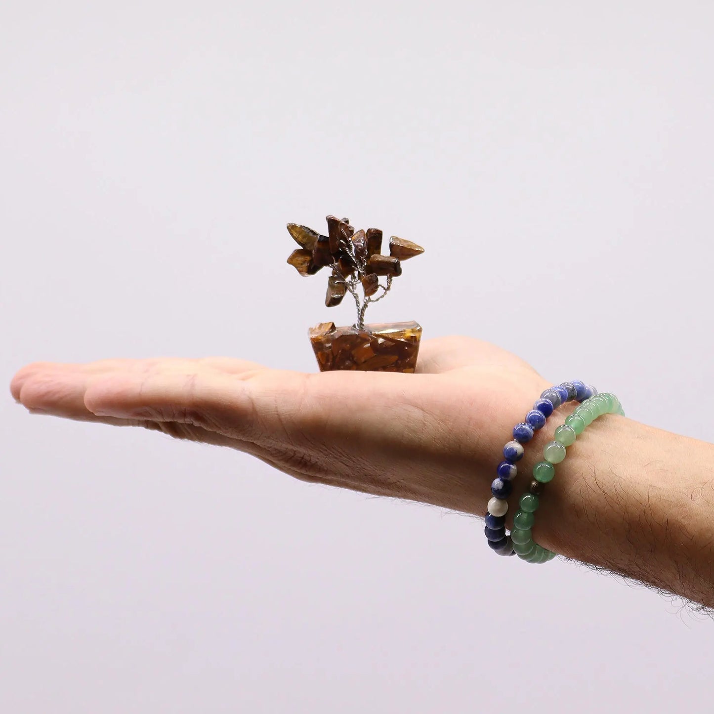 Mini Gemstone Tree On Orgonite Base - Tigereye (15 stones) Ninja Aromatherapy