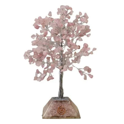 Gemstone Tree with Organite Base - 320 Stone - Rose Quartz Ninja Aromatherapy