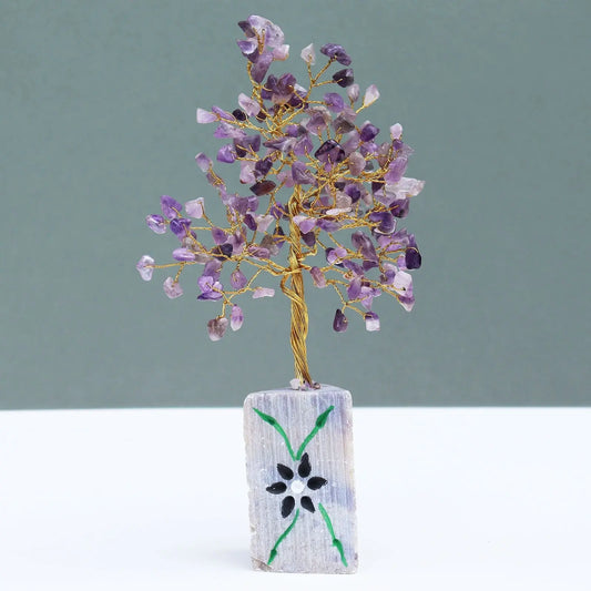 Amethyst - 160 Stone gemstone tree handmade in India for home decor and healing.