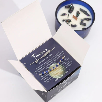 Zodiac Crystal Candle with Gemstone Bracelet - Taurus Ninja Aromatherapy