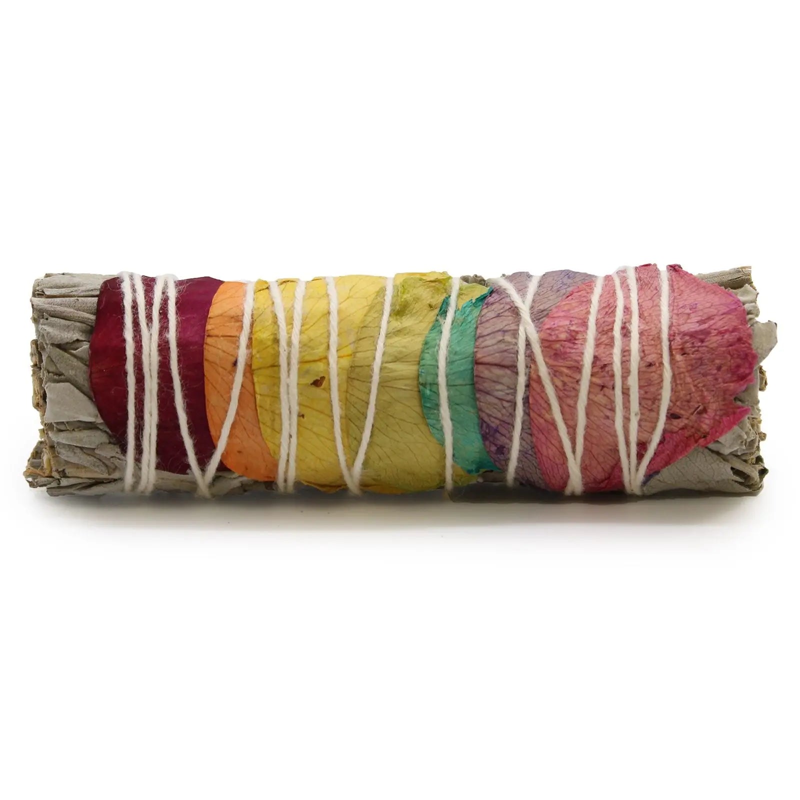 Smudge Stick - 7 Chakras Rose Petals Sage 10 cm (Chakra) - Smudge Sticks - individually wrapped high quality product